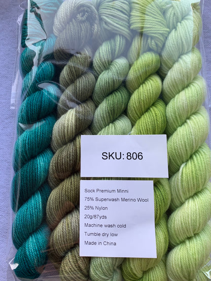 Hand Dyed Gradient Mini Skein Set | Sock Yarn Minis
